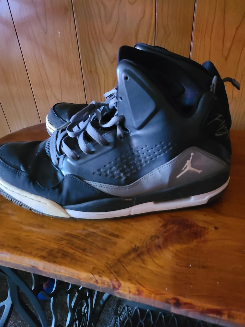 Jordan Men's High-Top Sneakers in Black and Gray Flight